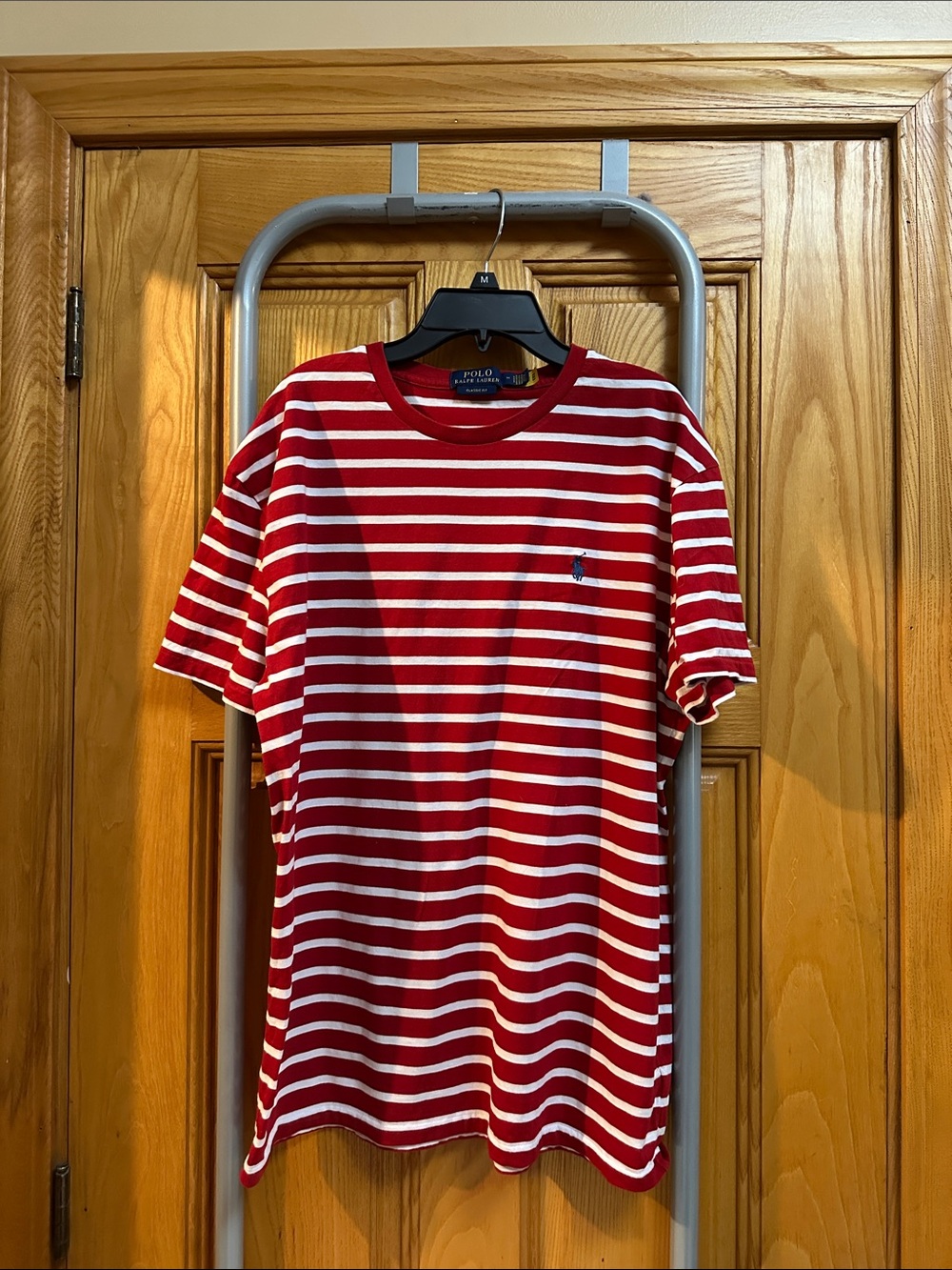 Polo by Ralph Lauren Red & White Striped Crew Tee with Polo Pony